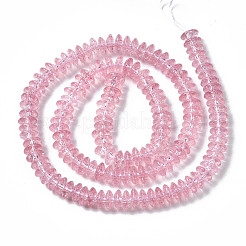 クラックガラスビーズ  染め＆加熱  ロンデル  淡いバイオレットレッド  6x3.5mm  穴：1.2mm  約147個/連  15.23インチ（38.7cm）&nbsp;GLAA-S192-B-004C