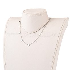 変色しない304ステンレススチールのハートペンダントネックレス  ボールチェーンとカニカン付き  ステンレス鋼色  15.75インチ（40cm）&nbsp;NJEW-JN03197
