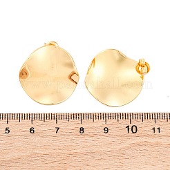 女性用304ステンレススチールスタッドピアス  イオンプレーティング（ip）  フラットラウンド  18KGP本金メッキ  24.5mm&nbsp;EJEW-L296-025G
