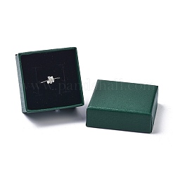 紙のアクセサリー箱  黒いスポンジを使って  イヤリングとリング用  正方形  グリーン  5.1x5.1x3.15cm&nbsp;X-CON-C007-03A-01