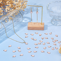 80本合金エナメルチャーム  鉛フリー＆カドミウムフリー  ゴールドカラー  花のチャーム  パールピンク  11.3x9x1.5mm  穴：1.6mm&nbsp;ENAM-DC0002-17B