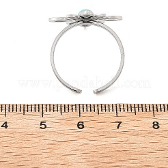 合成ターコイズ指輪  ウィッチノット 304 ステンレススチール オープンカフリング  ステンレス鋼色  魔女の結び目: 20x20mm  調整可能&nbsp;RJEW-I110-02P-02
