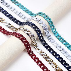 5連売り5色アクリルカーブチェーン  ミックスカラー  29x21x6mm  1m /連  1本/色&nbsp;CHAC-CA0001-01