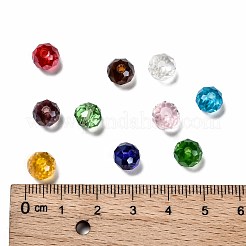 電気メッキガラスビーズ  パール光沢メッキ  多面カット  ロンデル  ミックスカラー  8x6mm  穴：1mm  10色  30個/カラー  300個/箱&nbsp;EGLA-X0006-01C-8mm