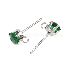 304 Stainless Steel Micro Pave Cubic Zirconia Stud Earring Findings&nbsp;STAS-H240-56P-05