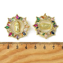 真鍮マイクロペーブカラフルな立方ジルコニアペンダント  カドミウムフリー＆ニッケルフリー＆鉛フリー  huamn  18KGP本金メッキ  29.5x29.5x3mm  穴：3.5x2.5mm&nbsp;KK-H472-52G