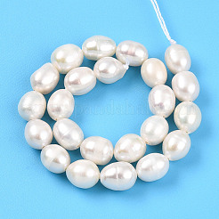 天然養殖淡水パールビーズ連売り  ライス  乳白色  6.5~8x6~6.5mm  穴：0.5mm  約47個/連  13.98~14.17''（35.5~36センチメートル）&nbsp;PEAR-N012-06Y