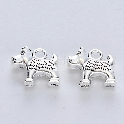 合金のチベット風チャーム  カドミウムフリー＆鉛フリー  犬  アンティークシルバー  12.5x14x4.5mm  穴：2mm  約240個/500g&nbsp;TIBE-R316-010AS-RS