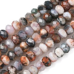 天然の赤い樹木瑪瑙ツリーアゲートのビーズ連売り  多面カット  ロンデル  5.5~6.5x4.5mm  穴：1mm  約91~94個/連  15.35''（39cm）〜15.43''（39.2cm）&nbsp;G-D344-A21