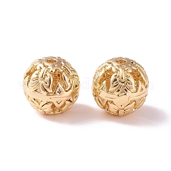Brass Hollow Round Beads&nbsp;KK-P226-35CG