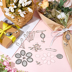 DIYジュエリー作成キット  鉄ブローチのパーツを含む  ガラスカボション  合金カボションセッティングペンダント  アクリルとガラスの天使のペンダント装飾  304ステンレススチール丸カン  アンティークシルバー  56x16x5mm  穴：2mm&nbsp;DIY-SC0033-80