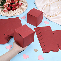 折りたたみ紙製ジュエリー梱包箱20個  正方形  レッド  10x10x10cm&nbsp;CON-PH0003-71B-03