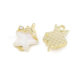 合金クリスタルラインストーンチャーム  プラスチック模造パールと  スターのチャーム  ゴールドカラー  14.5x11x4.5mm  穴：1.2mm&nbsp;AL-CBA8C77-01C-G