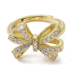 Rack Plating Brass Micro Pave Cubic Zirconia Adjustable Finger Rings&nbsp;RJEW-H224-03G