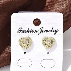 Brass Micro Pave Clear Cubic Zirconia Stud Earrings&nbsp;EJEW-P303-02A-G