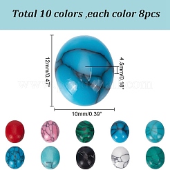 80Pcs 10 Styles Natural Howlite & Synthetic Turquoise & Synthetic Malachite Cabochons&nbsp;G-AR0006-05