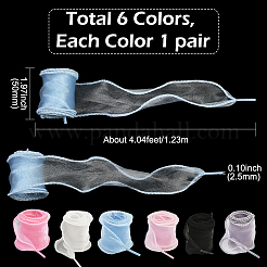 6 Pairs 6 Colors Polyester Shoelaces&nbsp;AJEW-SP0003-12