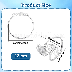 イチョウの葉の鉄製ナプキンリング  ナプキンホルダー装飾  場所セッティング用  銀  3.5~43mm  葉：43x15mm&nbsp;AJEW-WH20070-110S