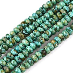 天然石セサミジャスパービーズ連売り  染め  ロンデル  ターコイズ  4~5x2.5mm  穴：0.8mm  約160個/連  16.14''（41センチメートル）&nbsp;G-S366-144-1