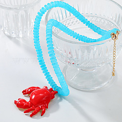 Summer Beach Red Crab Resin Pendant Rondelle Beaded Necklaces for Women&nbsp;FS-WG3A1F2-01