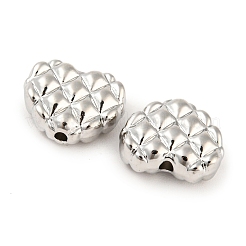 ラックメッキ合金ワッフルビーズ  カドミウムフリー＆ニッケルフリー＆鉛フリー  ハート  プラチナ  12x14x5.5mm  穴：1.8mm&nbsp;PALLOY-D023-25P