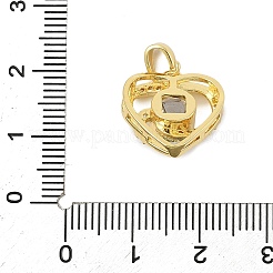 真鍮マイクロパヴェキュービックジルコニアとガラスペンダント  女性のチャーム  ハート  16.5x15.5x7.5mm  穴：4.5x3mm&nbsp;KK-M315-01G-03