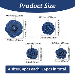 16Pcs 4 Styles Denim Cloth Flowers&nbsp;DIY-FH0007-68B