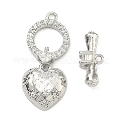 Brass Micro Pave Clear Cubic Zirconia Toggle Clasps&nbsp;KK-F934-05P