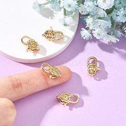 シェグレース 真鍮製ロブスタークラスプ  花バラ  カドミウムフリーと鉛フリー＆ニッケルフリー  18KGP本金メッキ  15x9x6mm  穴：2x1.5mm&nbsp;XGRQ58610-759G