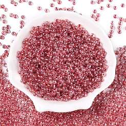 透明な内側の色のガラスシードラウンドビーズ6/0個  丸い穴  インディアンレッド  4x3mm  穴：1.2mm  100個/ 10g&nbsp;X1-SEED-N006-004L