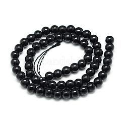 天然石ブラックトルマリンビーズ連売り  ラウンド  染め  6x6mm  穴：1mm  約62個/連  15.5インチ&nbsp;G-S150-30-6mm