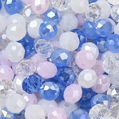 ガラスビーズ  多面カット  ロンデル  藤紫色  6x5mm  穴：1mm  約2360個/500g&nbsp;EGLA-A034-LM6mm-18