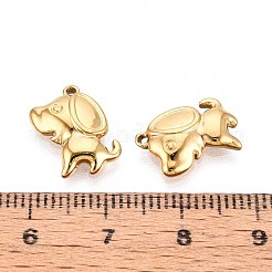 304ステンレスペンダント  犬のチャーム  イオンプレーティング（ip）  18KGP本金メッキ  14x12x2.5mm  穴：1mm&nbsp;STAS-T067-58G