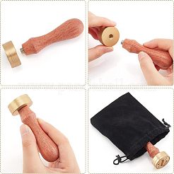 真鍮スタンプヘッド1個  1個の長方形のベルベットポーチと1個の洋ナシの木のハンドル付き  ワックスシーリングスタンプ用  文字.s  スタンプヘッド：30x12mm&nbsp;DIY-OC0008-30S