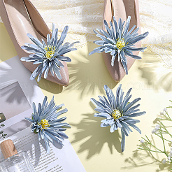 2 Pairs Flower Cloth & Plastic Shoe Buckle Clips&nbsp;AJEW-HY0003-42B