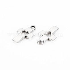合金のチベット風チャーム  カドミウムフリー＆鉛フリー  ハートと交差  アンティークシルバー  19x10.5x2mm  穴：1.6mm  約1360個/1000g&nbsp;TIBE-S320-188AS