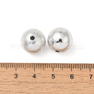 UVメッキ CCB プラスチックビーズ  テクスチャー  ラウンド  銀  13.5mm  穴：2.5mm&nbsp;FIND-Z066-02B-1