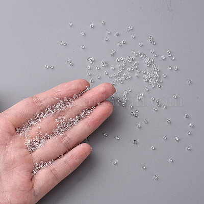 ガラスシードビーズ  トランスペアレント  ラウンド  ホワイト  12/0  2mm  穴：1mm  約2000粒/30g&nbsp;X2-SEED-A004-2mm-1-1