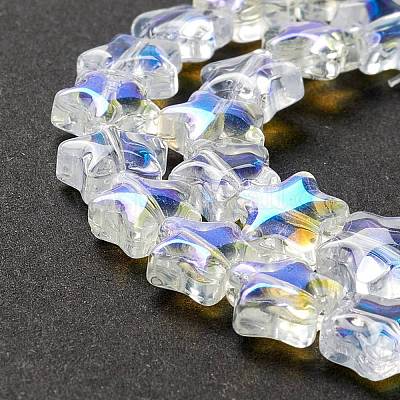 透明なガラスビーズ連  スター  クリアAB  8~8.5x8~8.5x3.5~4mm  穴：1mm  約50個/連  14.25~15.35インチ（36.2~39cm）&nbsp;GLAA-F112-02I-1