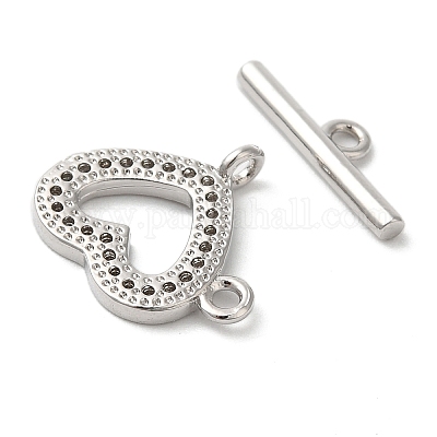 Brass Micro Pave Clear Cubic Zirconia Toggle Clasps&nbsp;KK-N254-69P-1
