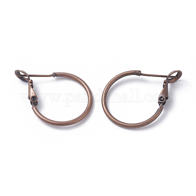 真鍮製フープピアス  リング  赤銅鉱  20x1.5mm  ピン：0.6mm&nbsp;KK-I665-26A-R-1