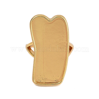 Rectangle Brass Adjustable Ring Components&nbsp;KK-Z122-18G-1