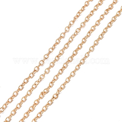 アイアン製アズキチェーン  溶接されていない  オーバル  ライトゴールド  4.5x3.5mm&nbsp;CHC-O001-A-10-1