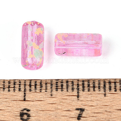 ピカソの透明ガラスのラッパビーズ  ショッキングピンク  9x4.5mm  穴：1mm  約1500個/ポンド&nbsp;SEED-N010-02A-1