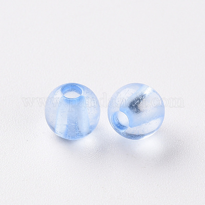 透明なアクリルビーズ  ラウンド  コーンフラワーブルー  6x5mm  穴：1.8mm  約4400個/500g&nbsp;MACR-S370-A6mm-749-1