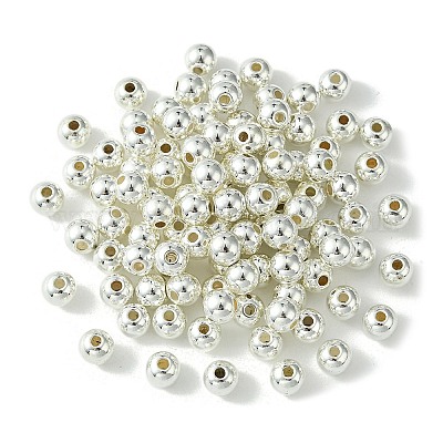 100個のccbプラスチックビーズ  ラウンド  銀  5.5~6x5mm  穴：1.8mm&nbsp;CCB-FS0001-06A-1