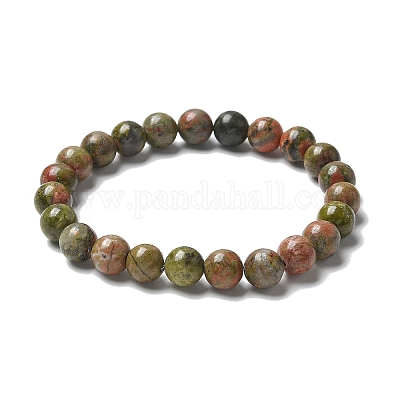 Natural Unakite Bead Stretch Bracelets&nbsp;BJEW-K212-B-006-1