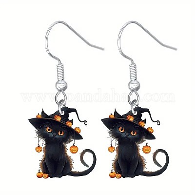 アクリルダングルピアス  プラチナ  猫の形  31x33mm&nbsp;FS-WG2DB4D-08-1