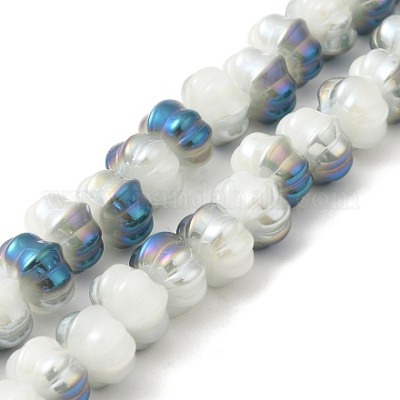 Half Rainbow Plated Electroplate Glass Beads GLAA-G106-02A-HR01-1