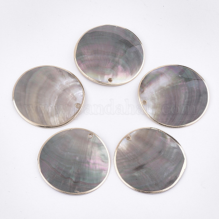 Electroplate Black Lip Shell Pendants SHEL-S274-87-A-1
